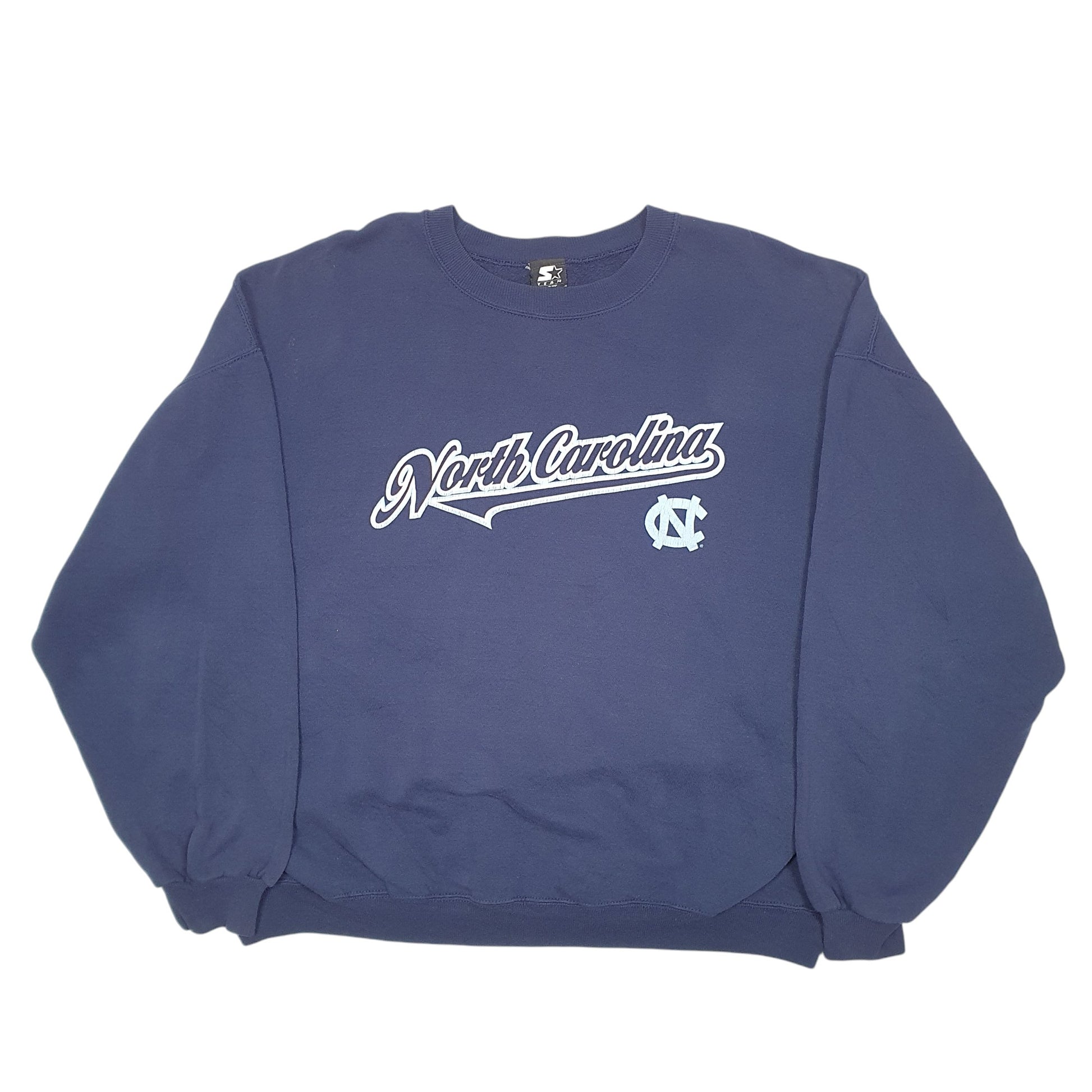 Mens Navy Starter North Carolina Team USA Spellout 90s Vintage Crewneck Jumper