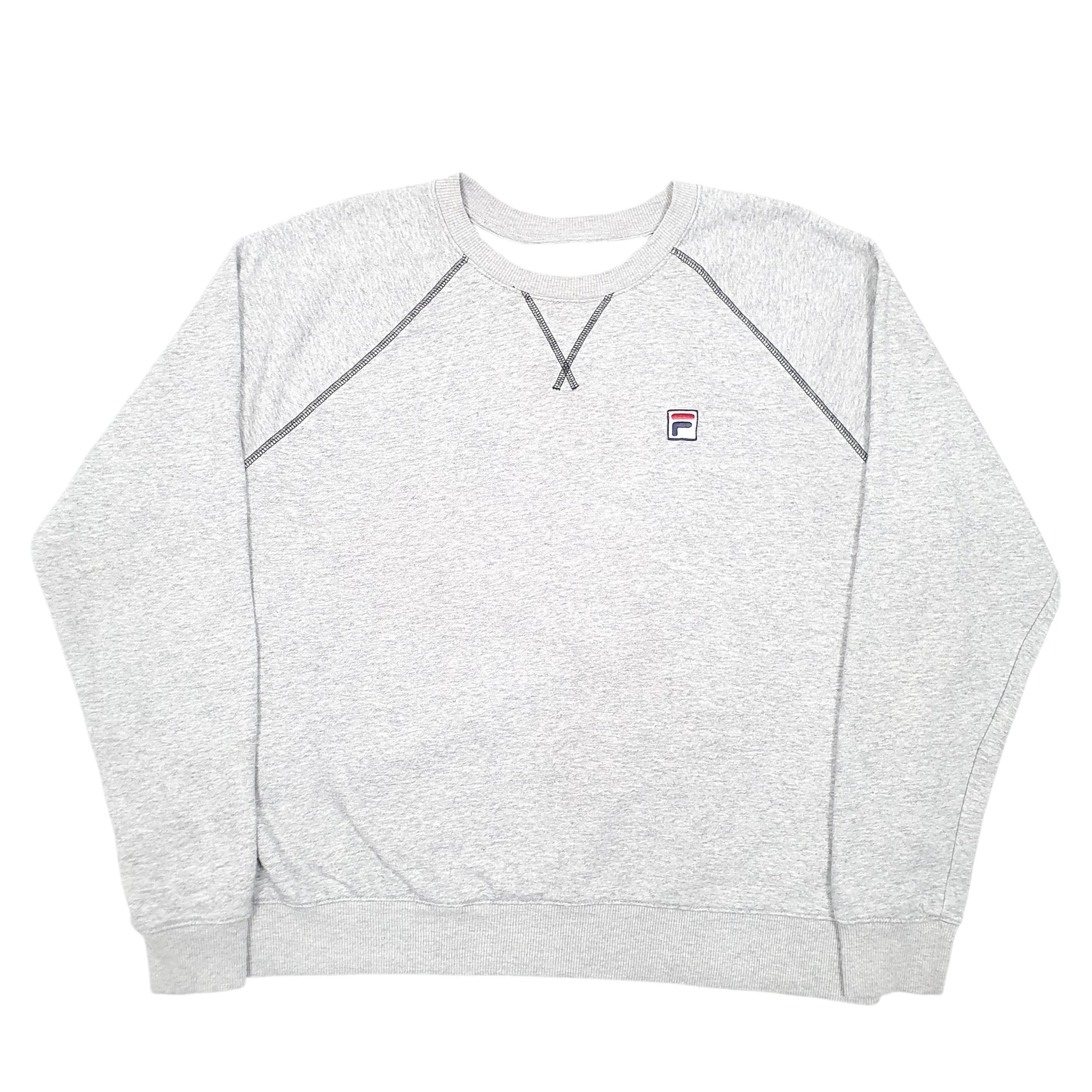 Mens Grey Fila Raglan Crewneck Jumper