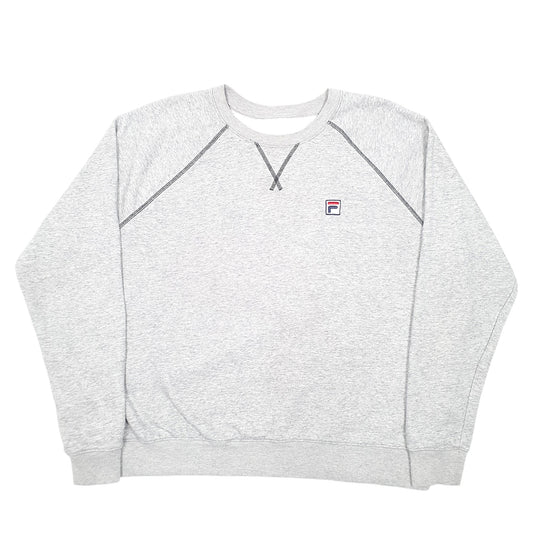 Mens Grey Fila Raglan Crewneck Jumper