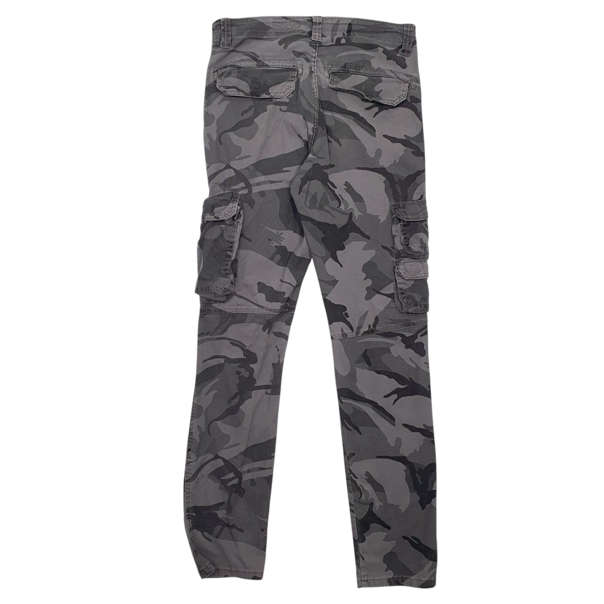 Mens Grey Wrangler Taper Camo Cargo Trousers