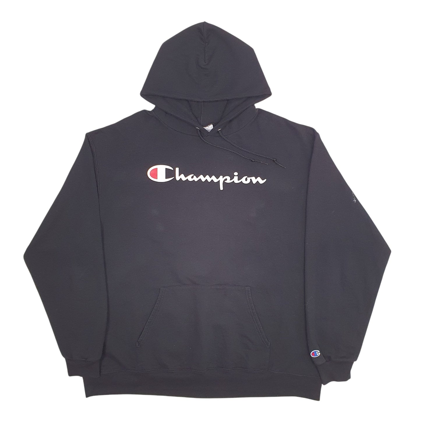 Mens Black Champion Spellout Hoodie Jumper