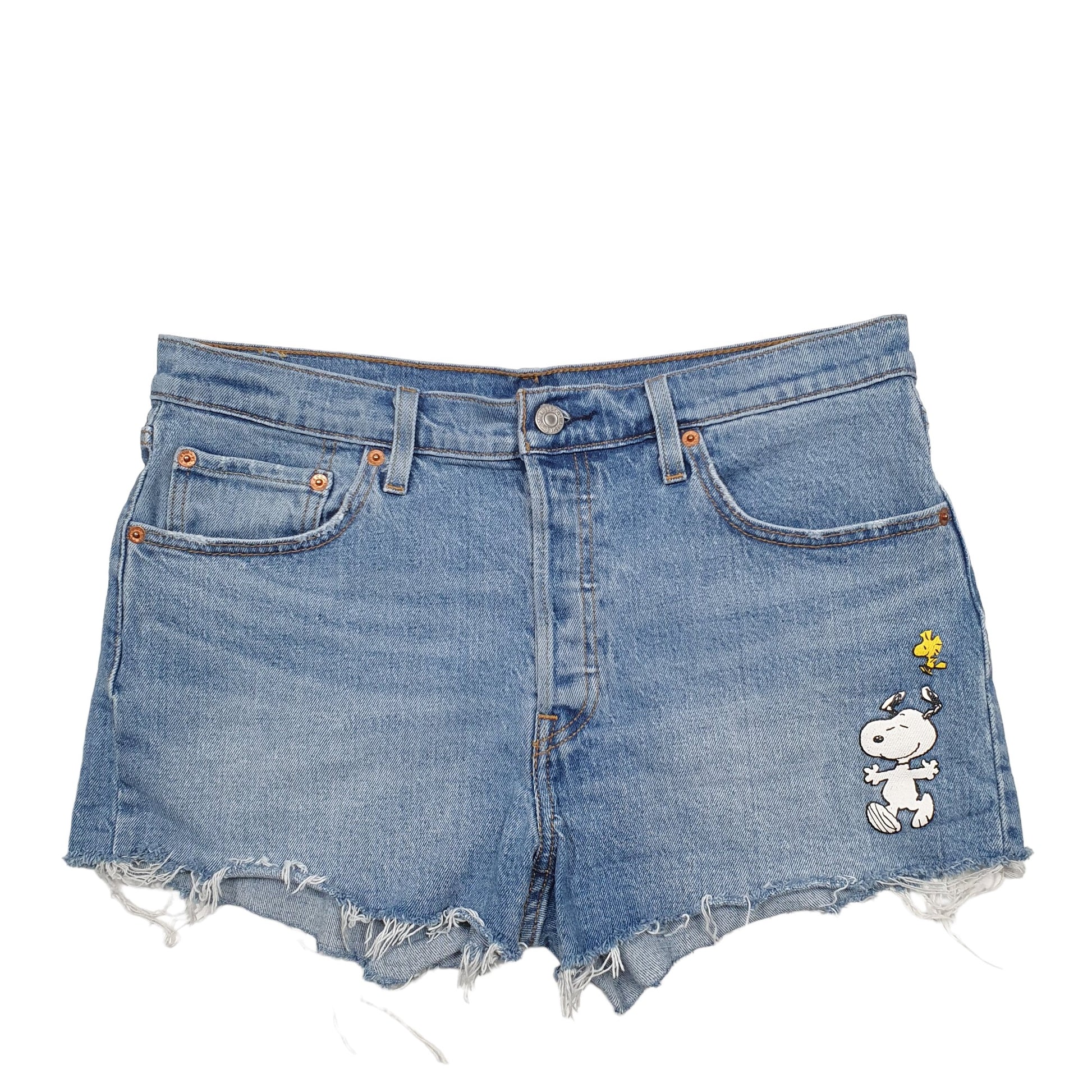 Womens Blue Levis 501 Jorts Snoopy Denim Shorts