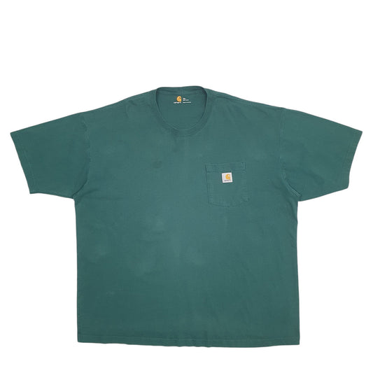Mens Green Carhartt Pocket Short Sleeve T Shirt