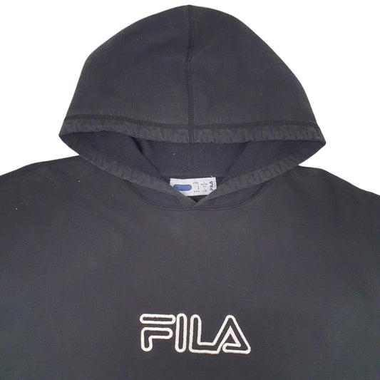 Mens Black Fila Spellout Hoodie Jumper