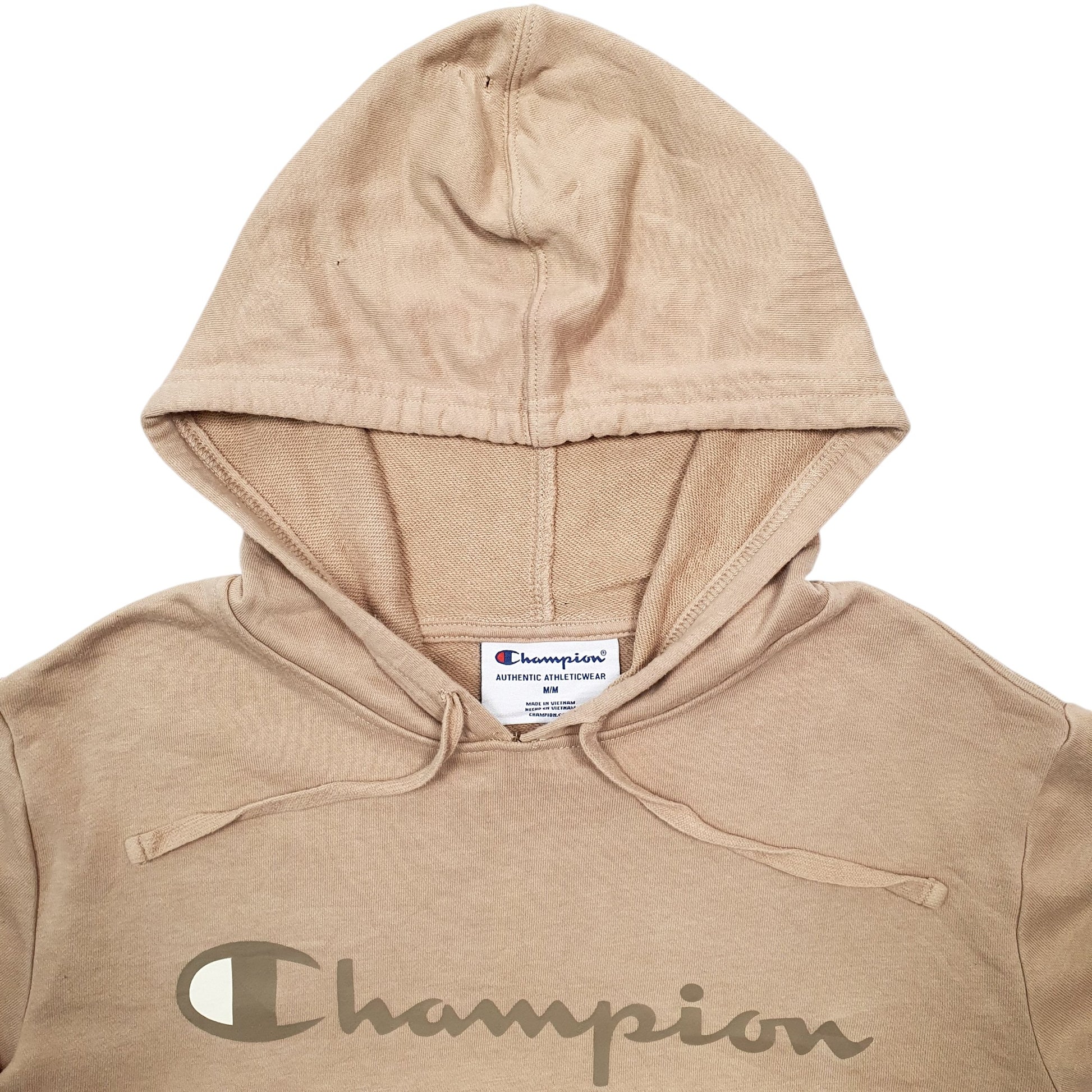 Mens Tan Champion Spellout Hoodie Jumper