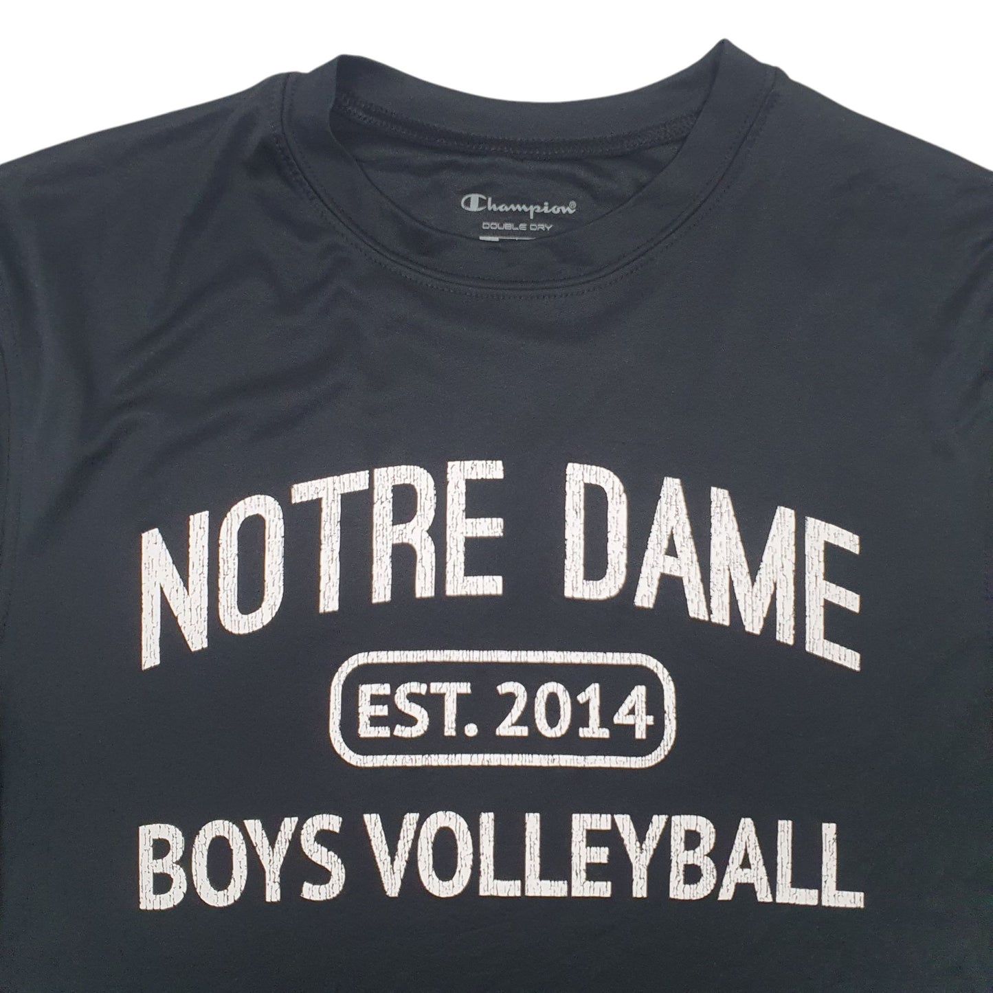 Mens Black Champion Double Dry Active Wear Notre Dame Long Sleeve T Shirt