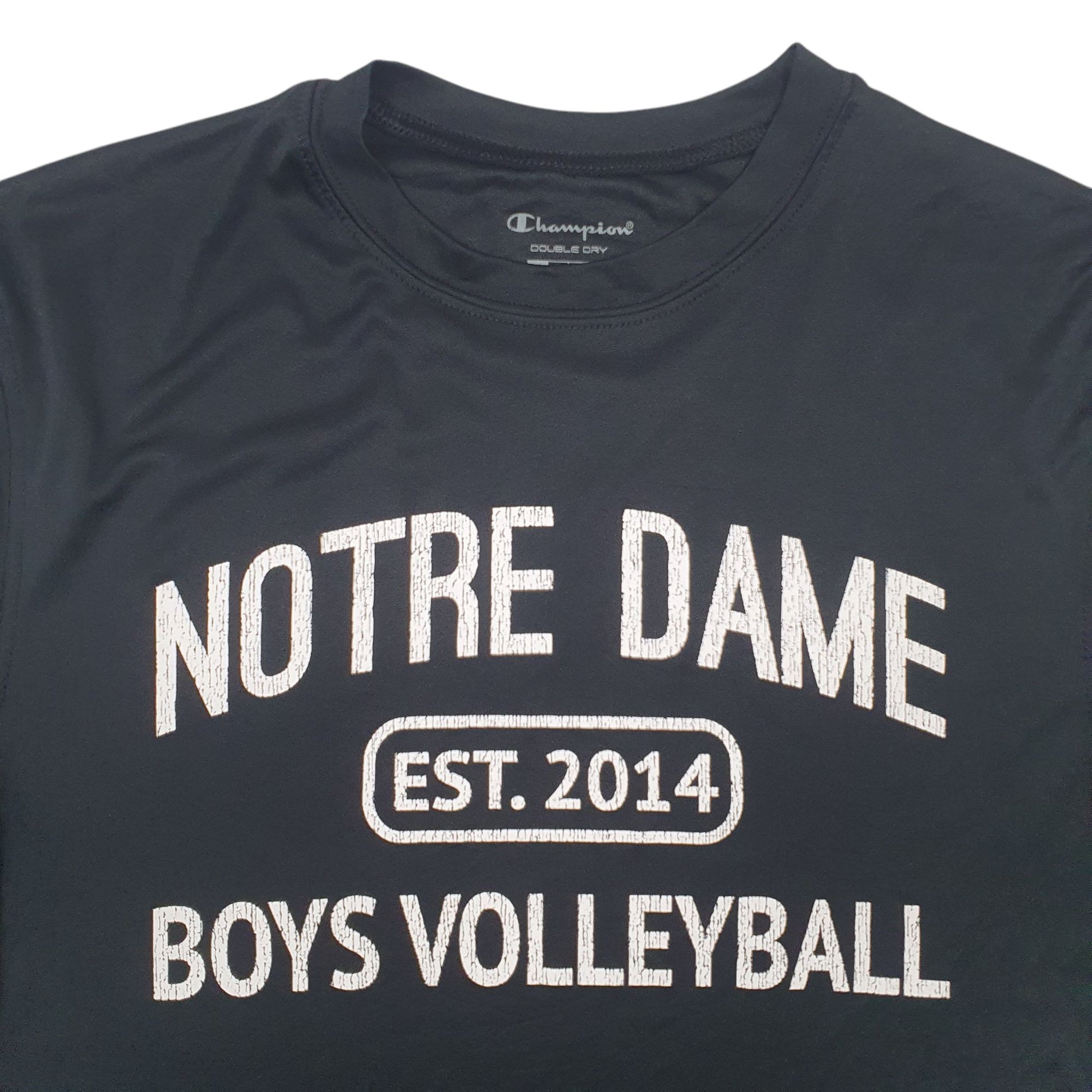 Mens Black Champion Double Dry Active Wear Notre Dame Long Sleeve T Shirt