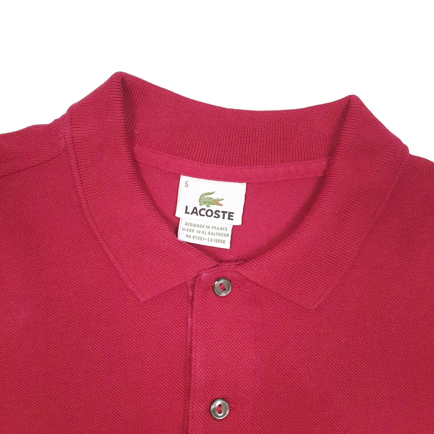 Mens Burgundy Lacoste  Long Sleeve Polo Shirt