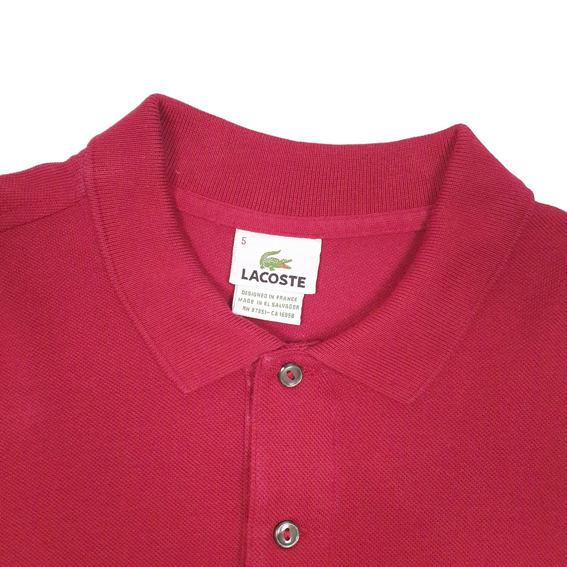 Mens Burgundy Lacoste  Long Sleeve Polo Shirt