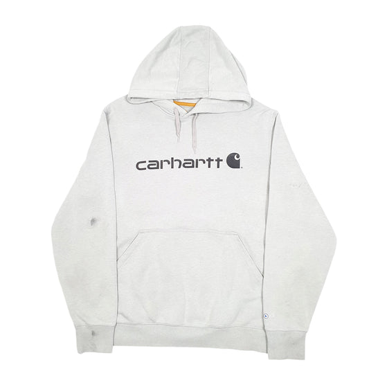 Mens Grey Carhartt Workwear Spellout Hoodie Jumper