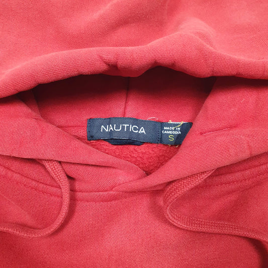 Womens Red Nautica Cropped Cut Off Hoodie Jumper