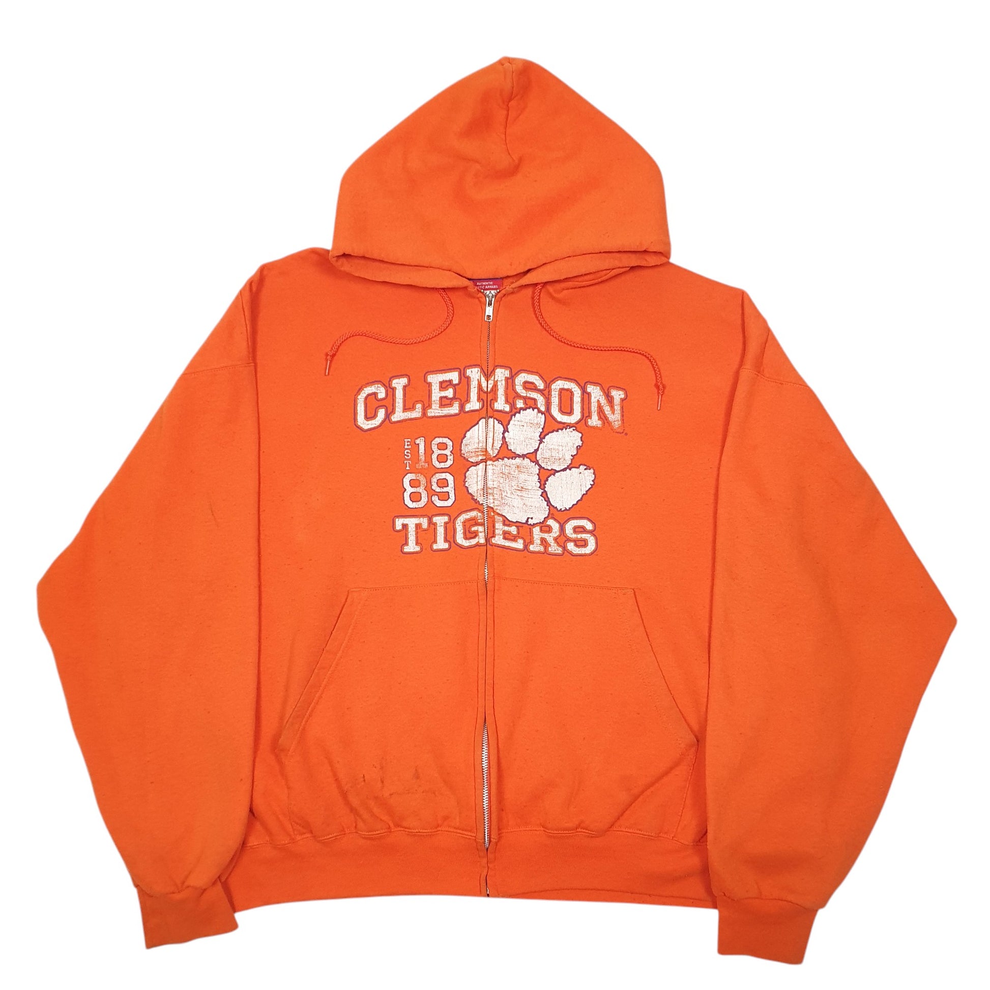 Mens Orange Champion Hoodie Clemson Tigers Football USA Full Zip Jumper