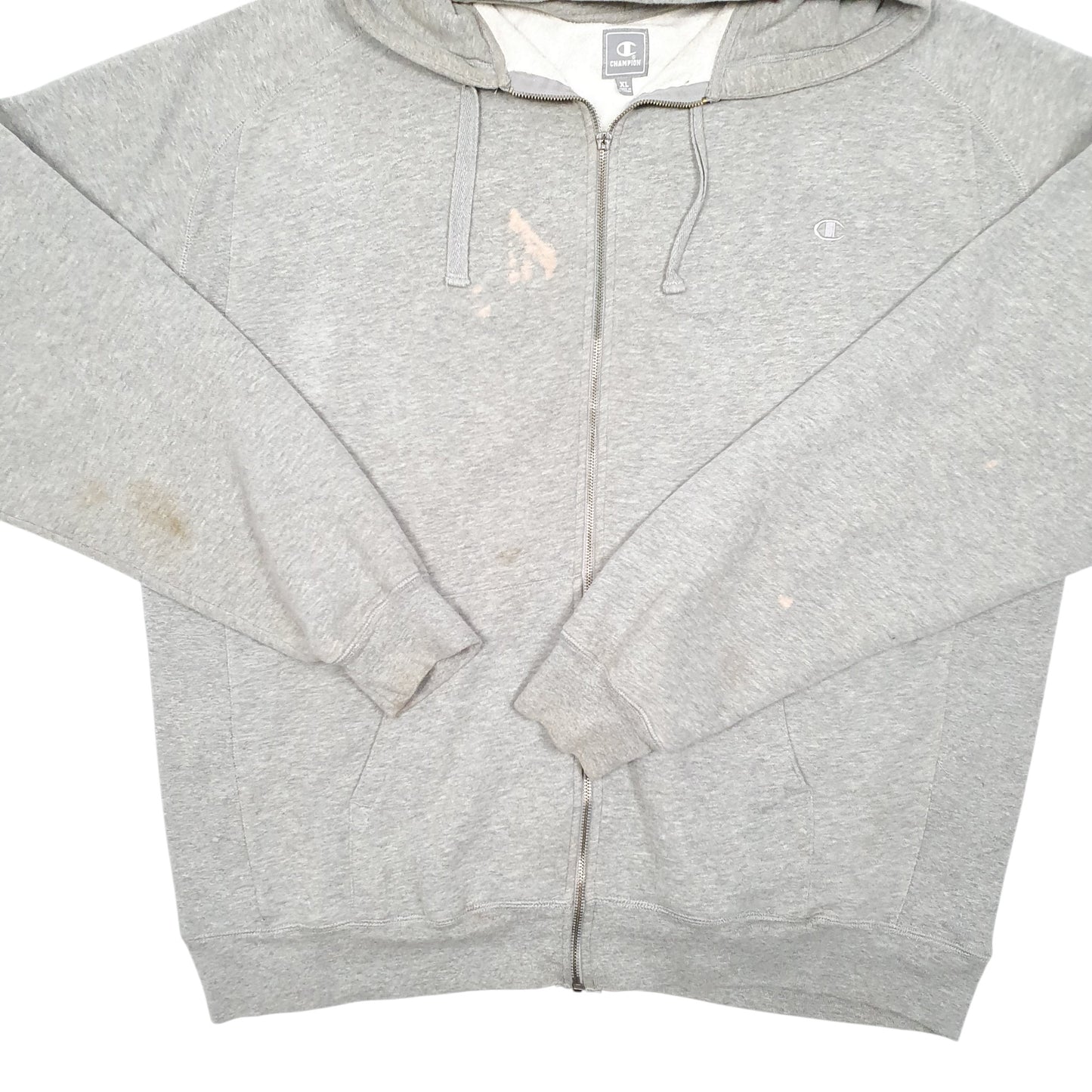 Mens Grey Champion Hoodie Full Zip Jumper