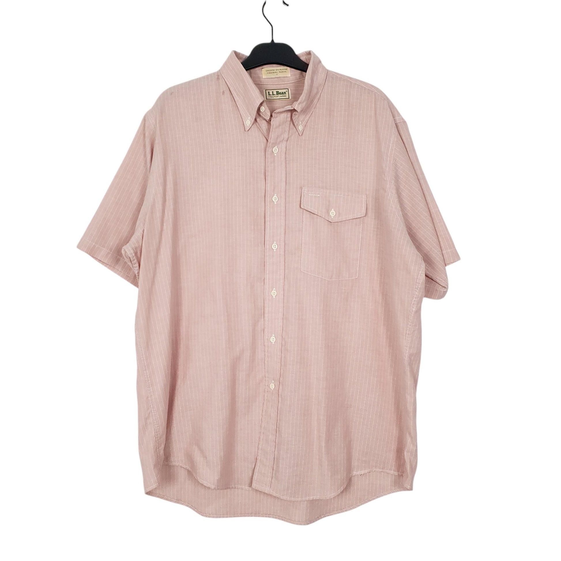 Mens Pink L.L.Bean Vintage 1980s Short Sleeve Shirt