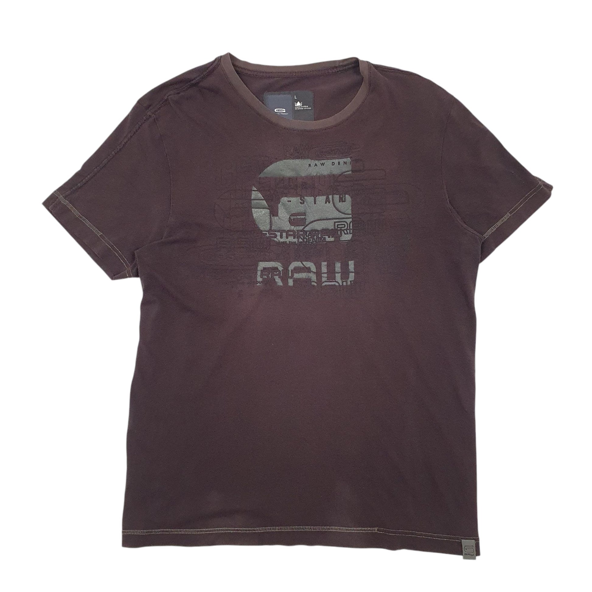 Mens Brown G Star Raw Short Sleeve T Shirt