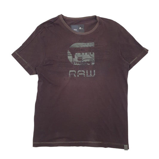 Mens Brown G Star Raw Short Sleeve T Shirt
