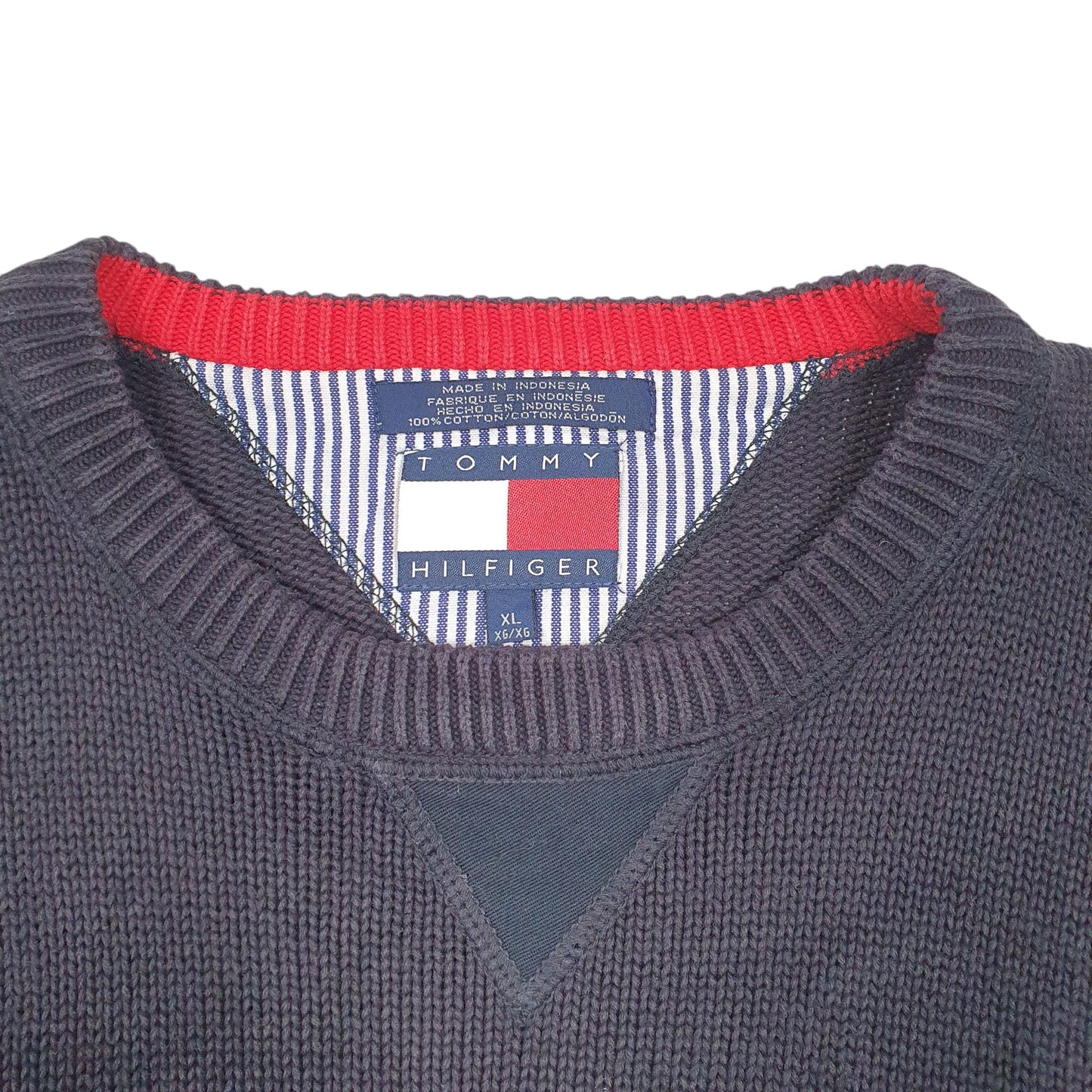 Mens Navy Tommy Hilfiger Vintage Knit Sweater Crest Crewneck Jumper