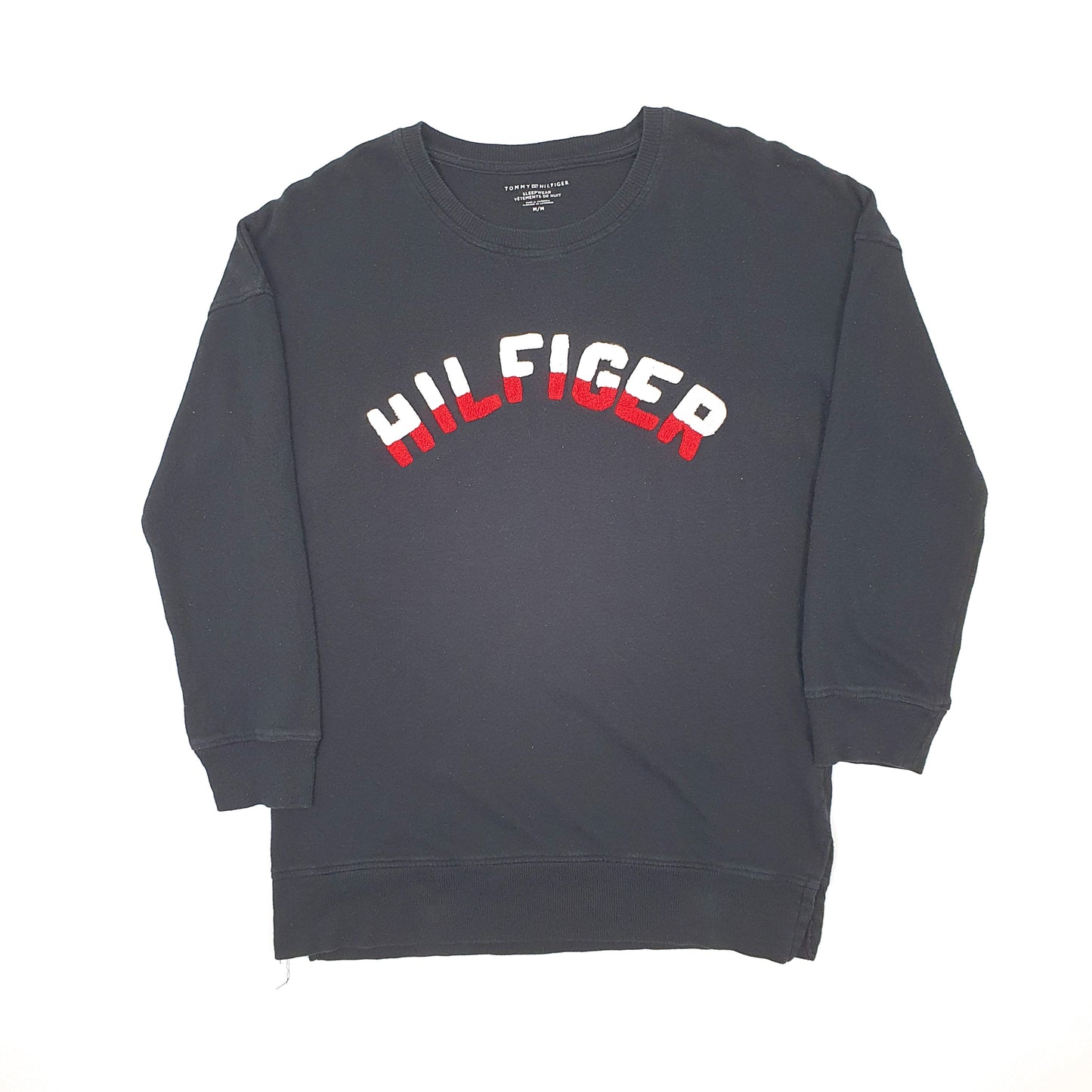 Mens Black Tommy Hilfiger Spellout Sleepwear Crewneck Jumper