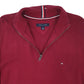 Mens Burgundy Tommy Hilfiger  Quarter Zip Jumper