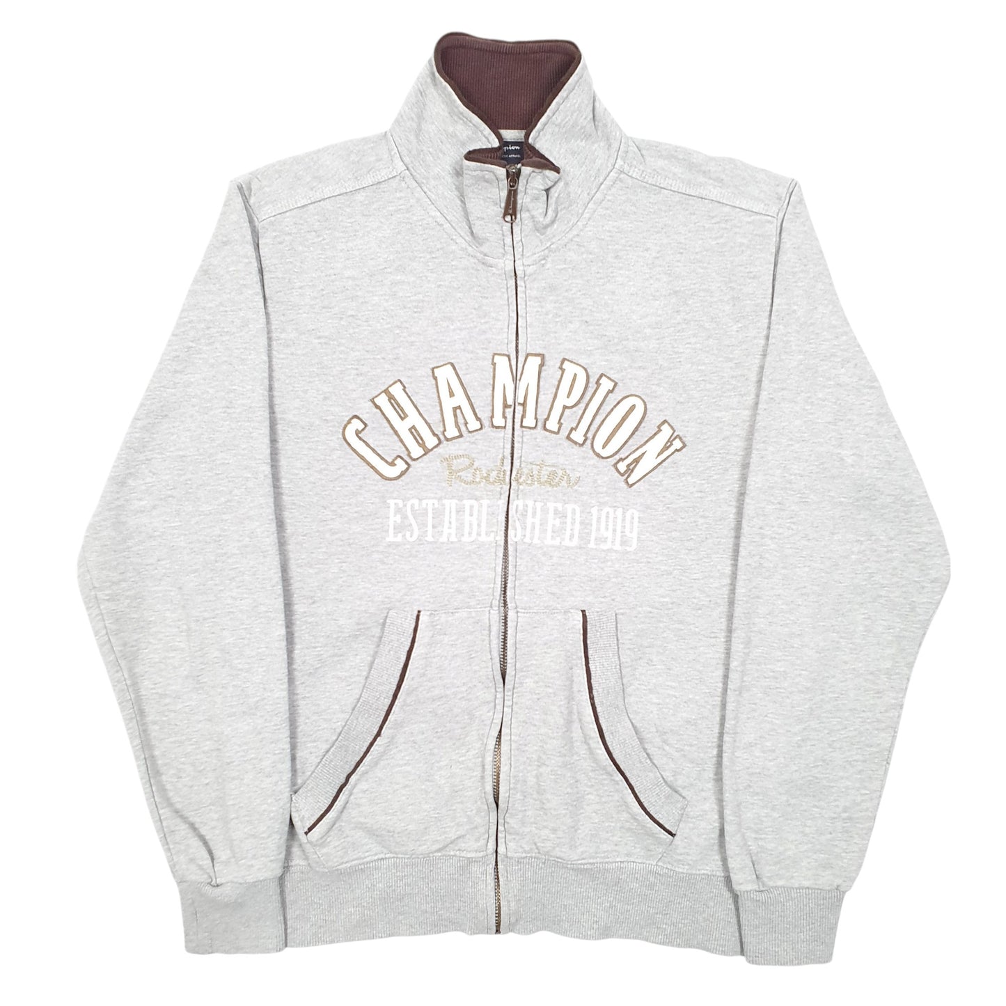 Womens Grey Champion Spellout Rochester 1919 Full Zip Jumper