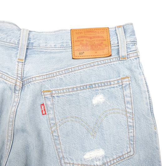 Womens Blue Levis 501 Jorts Hot Pants Disressed Denim Shorts