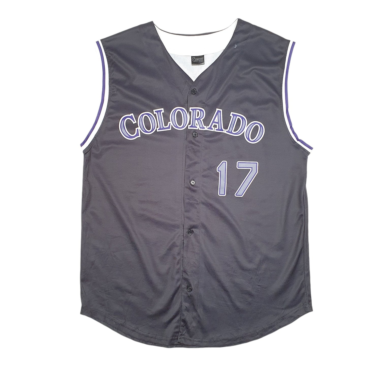 Mens Black Coyote Promotions MLB Baseball Jersey Colorado Rockies Sleeveless Short Sleeve T Shirt
