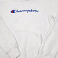 Mens White Champion Script Hoodie Jumper
