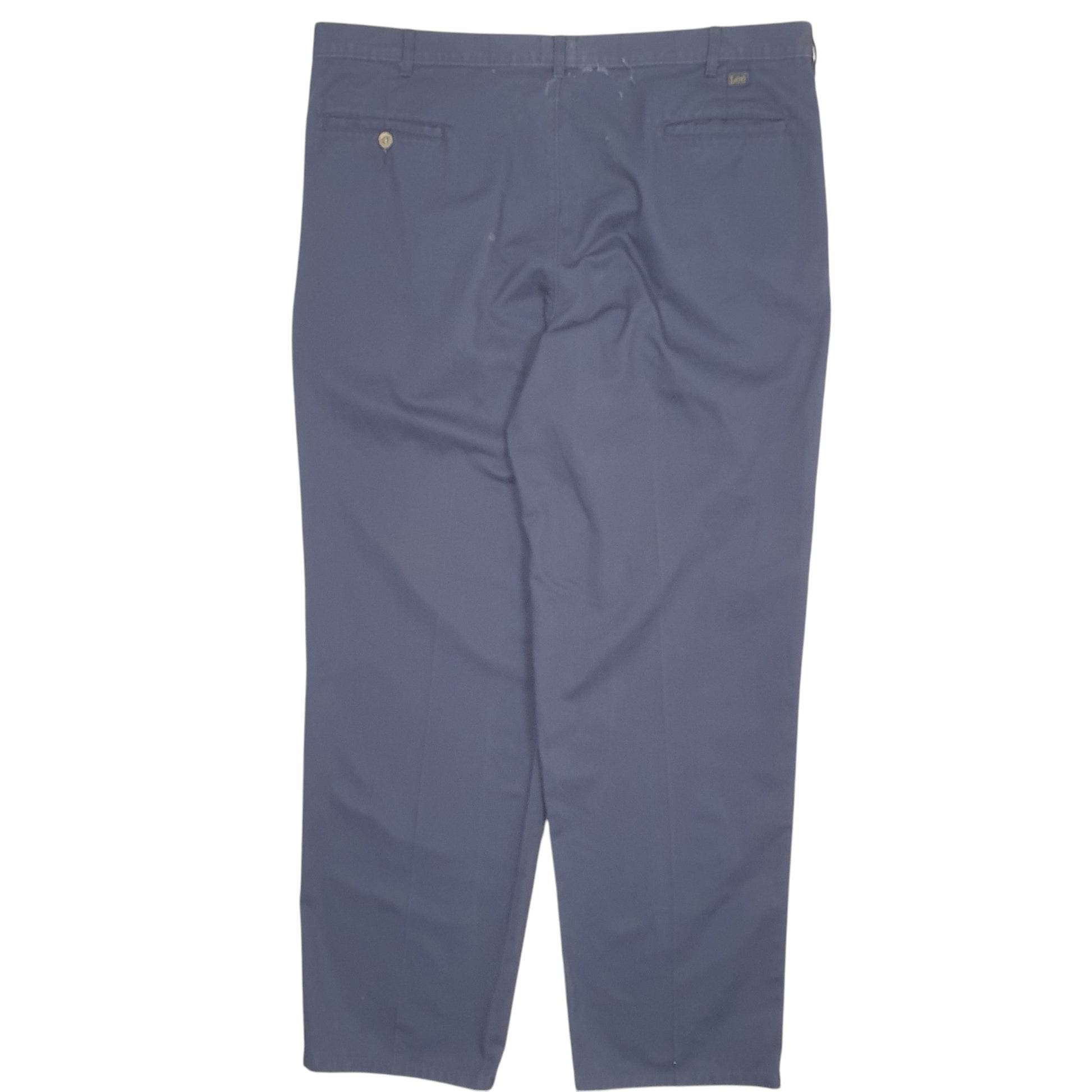 Mens Navy Lee Vintage 1980s Pleated Chino Trousers