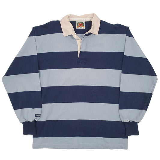 Mens Blue Barbarian Rugby Long Sleeve Polo Shirt