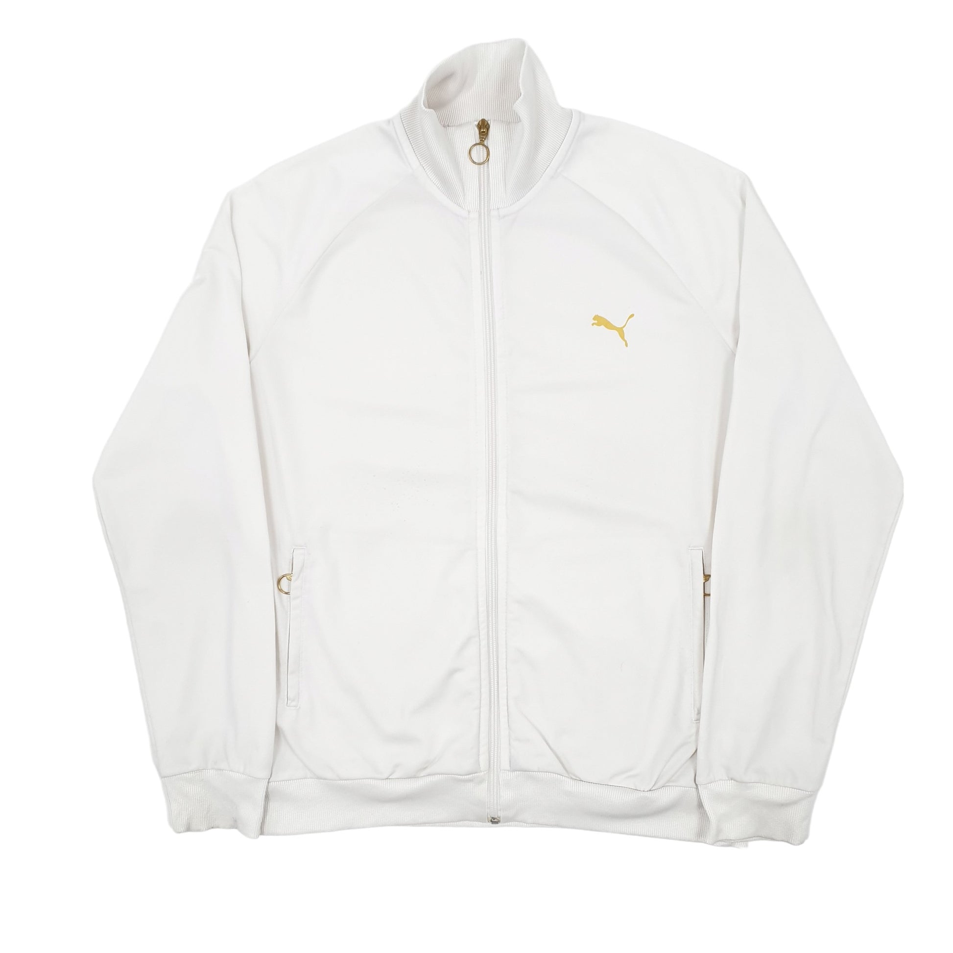 Womens White Puma Tracksuit Top Full Zip Jumper