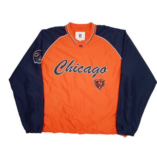 Mens Orange NFL Chicago Bears Football Windbreaker Pullover Crewneck Jumper