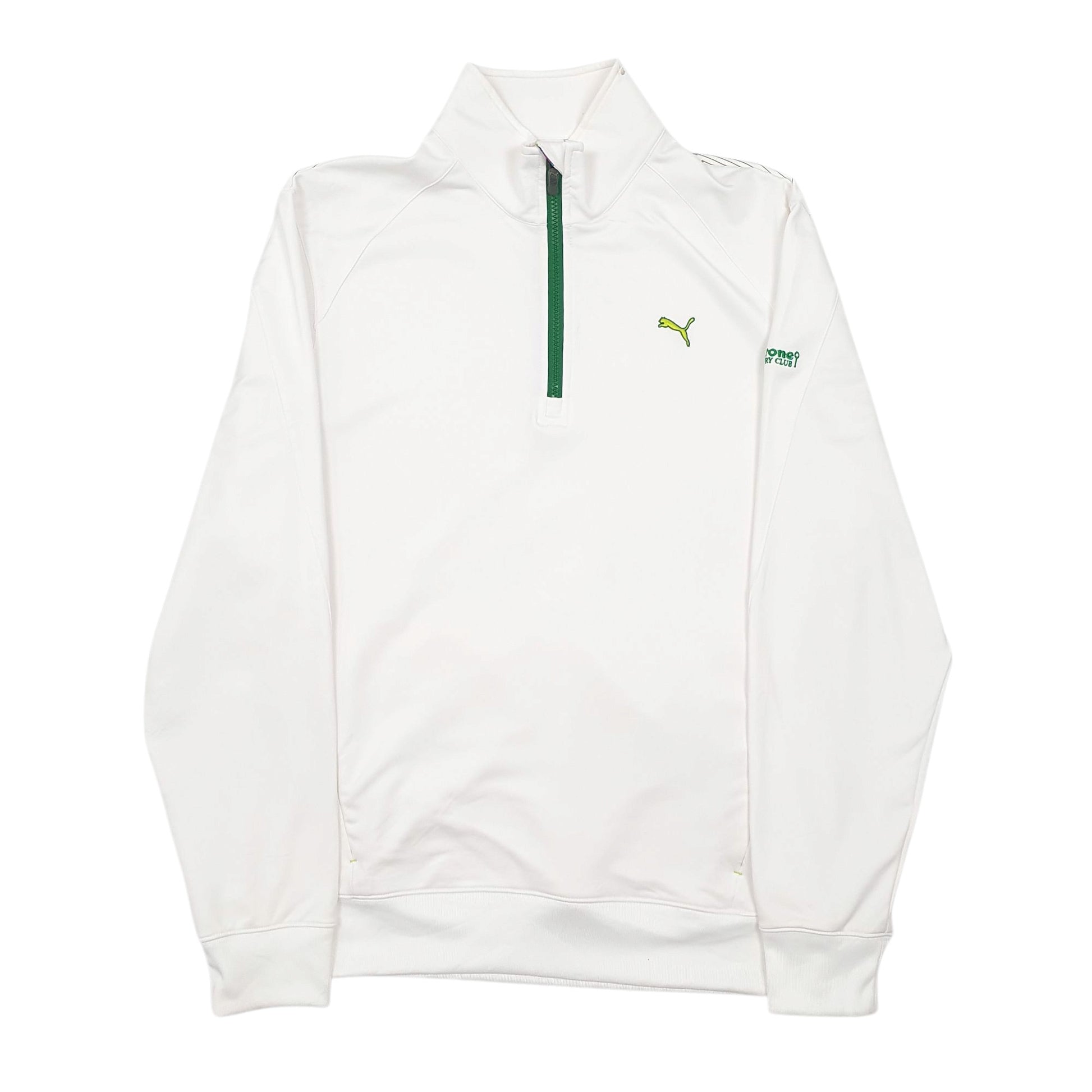 Mens White Puma Sport Active Wear Quarter Zip Jumper