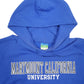 Mens Blue Champion Mary Mount California University Spellout Hoodie Jumper
