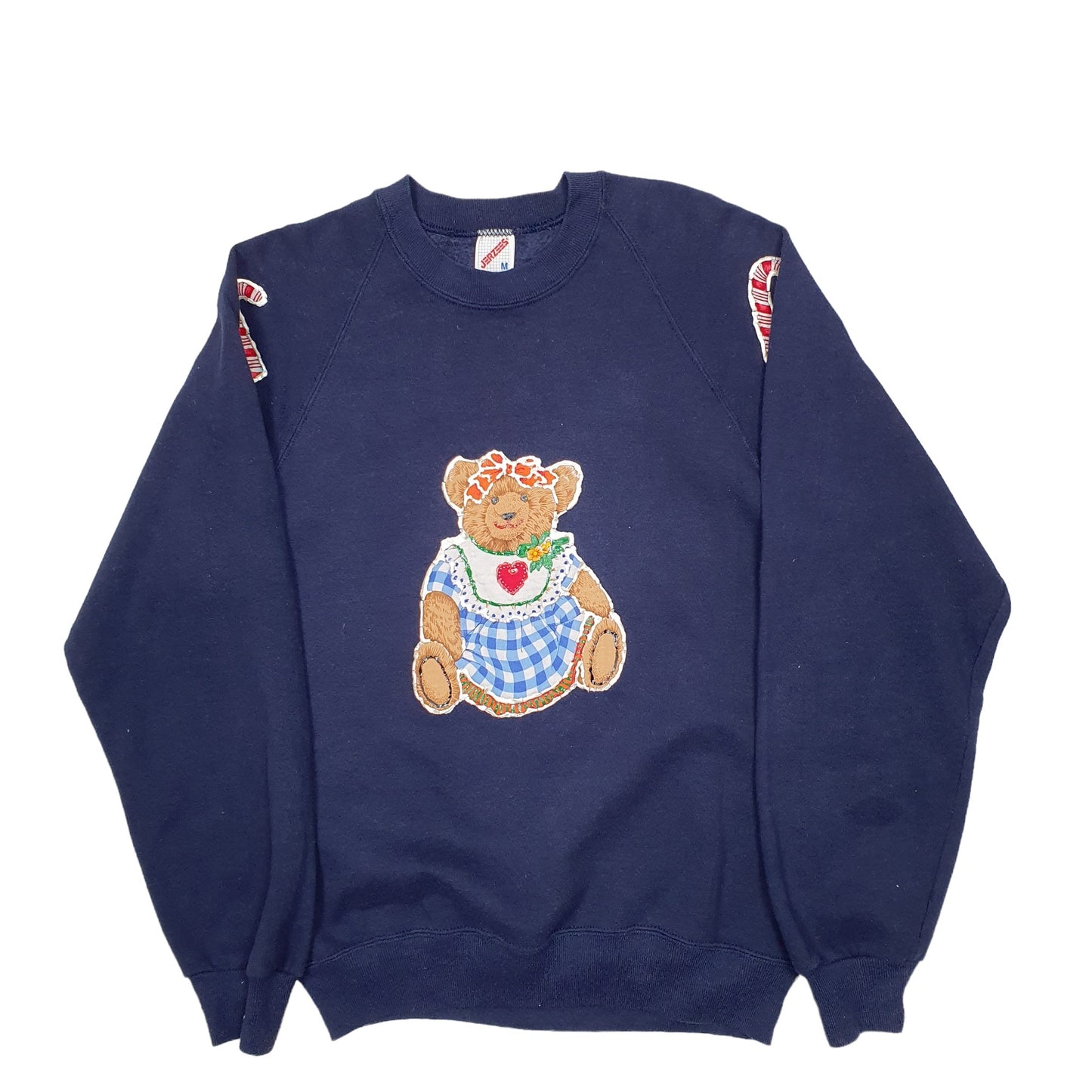 Mens Navy Jerzees Made In USA bear Crewneck Jumper