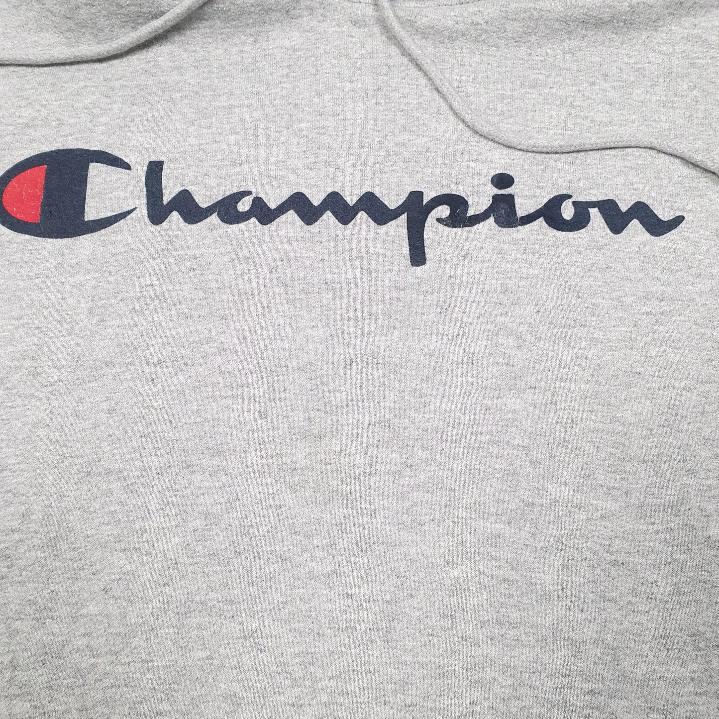 Mens Grey Champion Script Hoodie Jumper