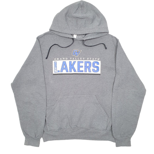 Mens Grey Fruit Of The Loom Grand Valley State Lakers Spellout Hoodie Jumper