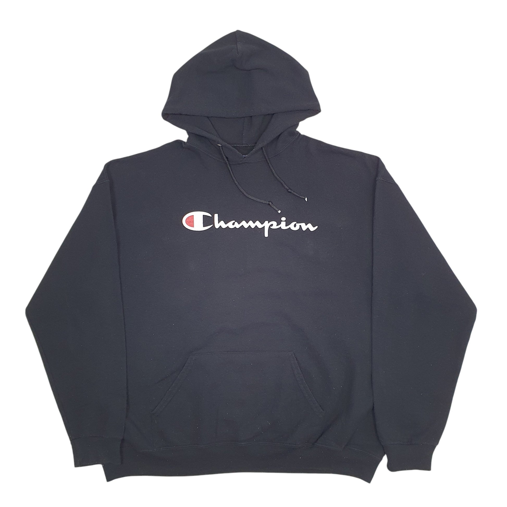 Mens Black Champion Spellout Hoodie Jumper