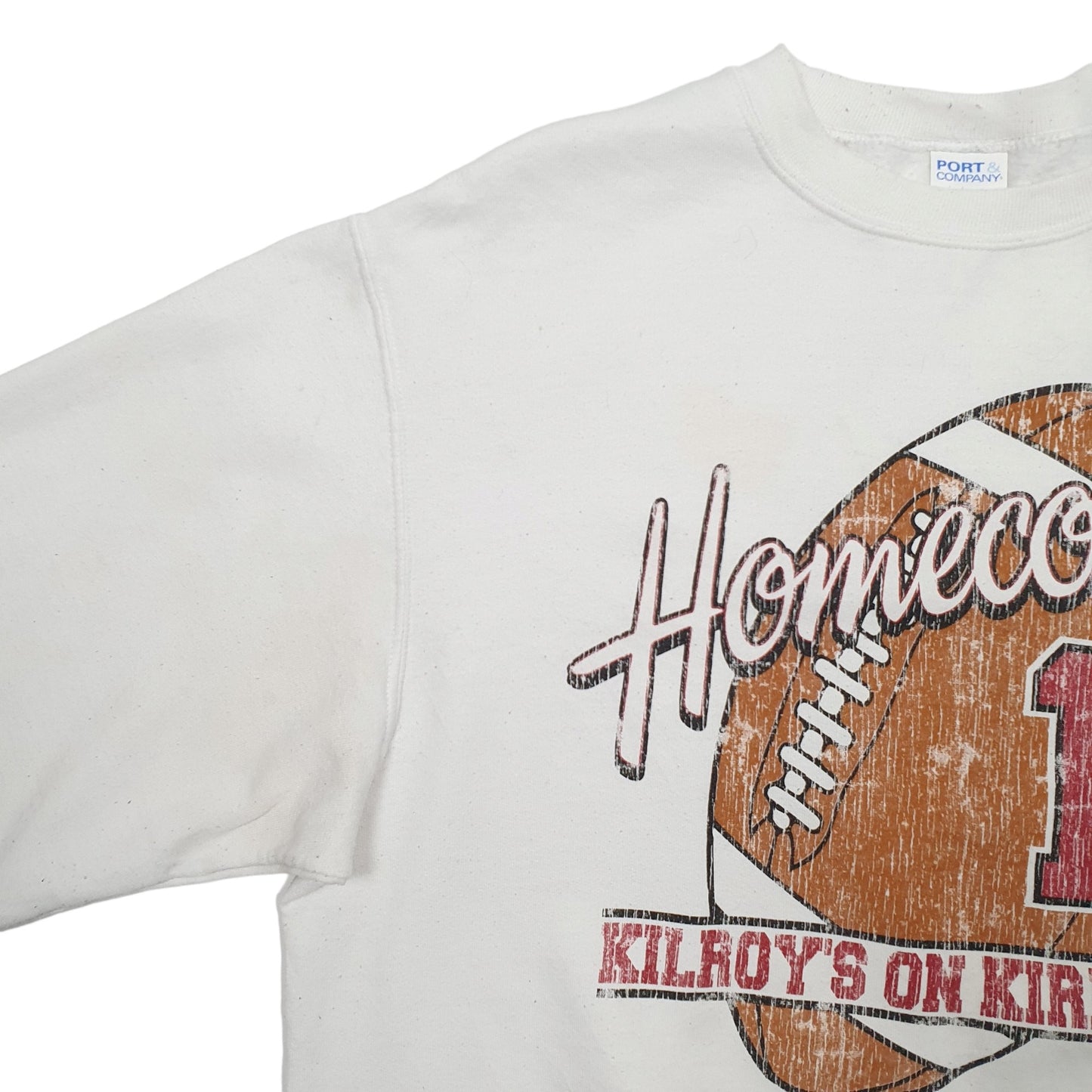 Mens White Port Company USA College Crewneck Jumper