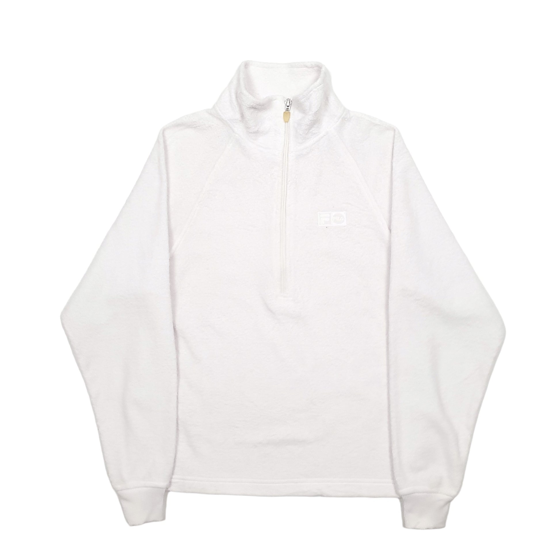 Womens White Fila  Quarter Zip Jumper