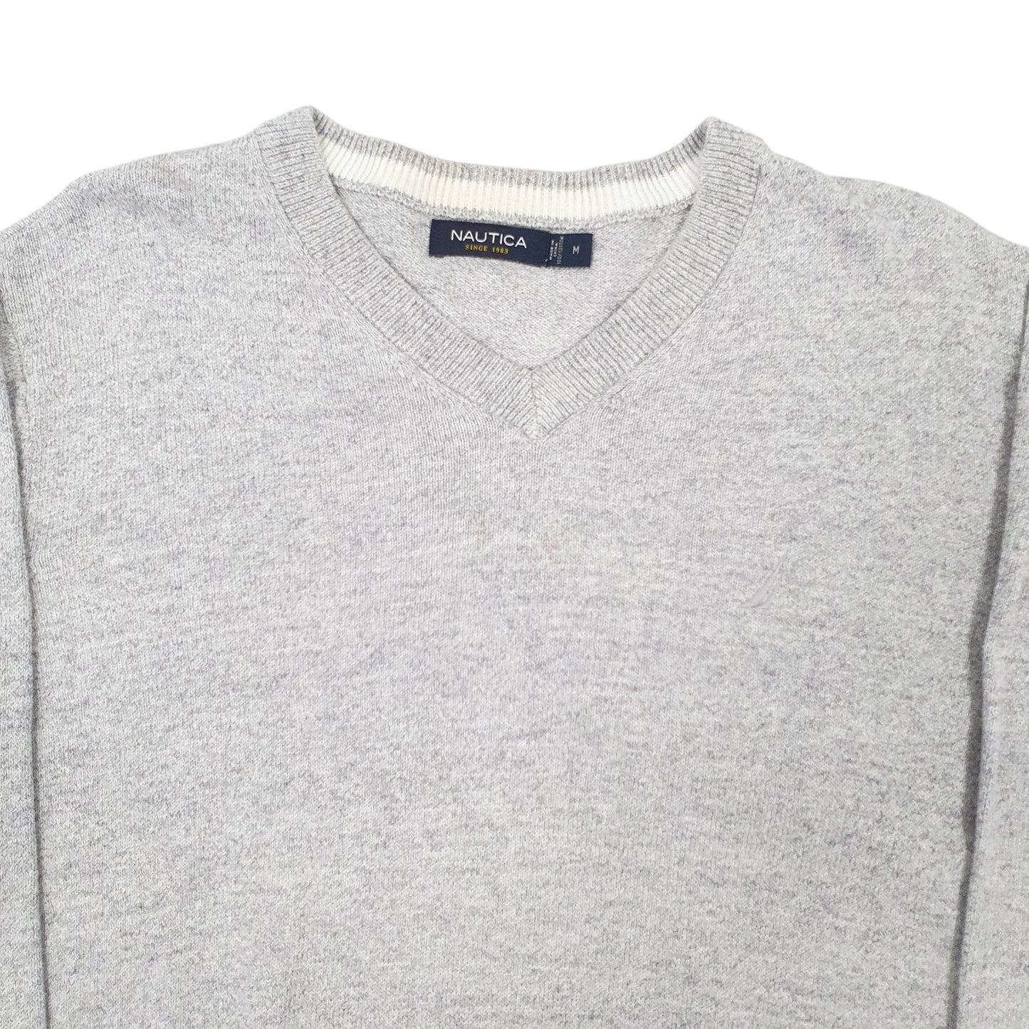 Mens Grey Nautica Knitwear V Neck Jumper