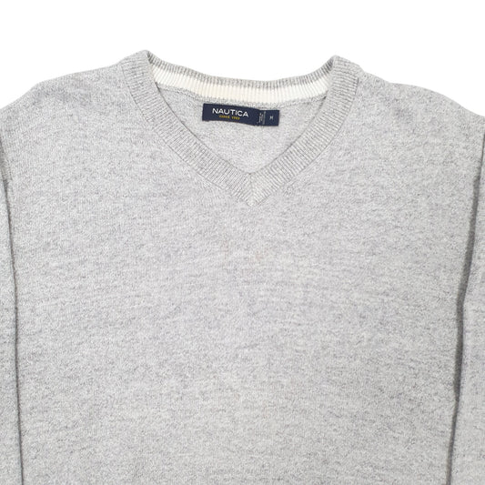 Mens Grey Nautica Knitwear V Neck Jumper