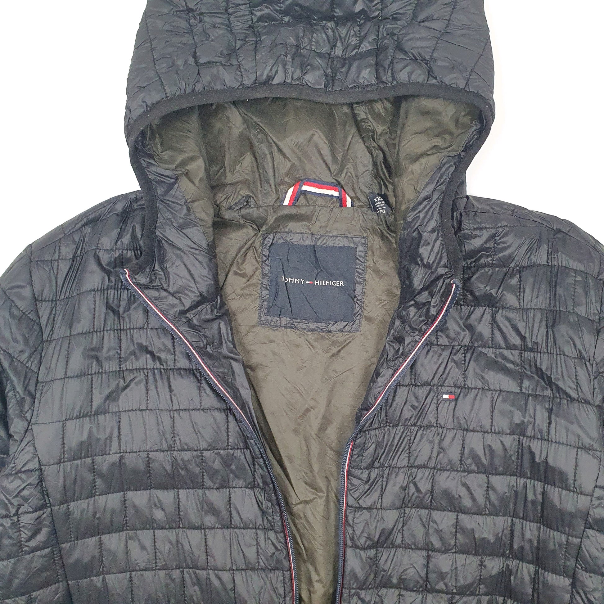 Mens Black Tommy Hilfiger Hooded  Coat