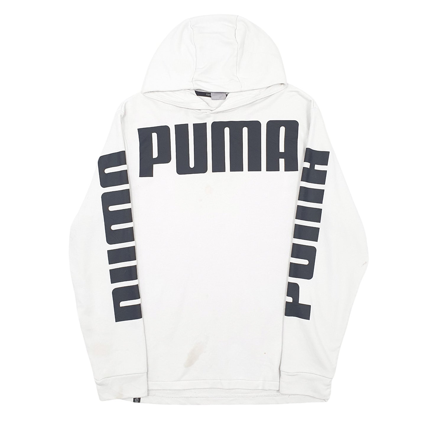 Mens White Puma  Hoodie Jumper