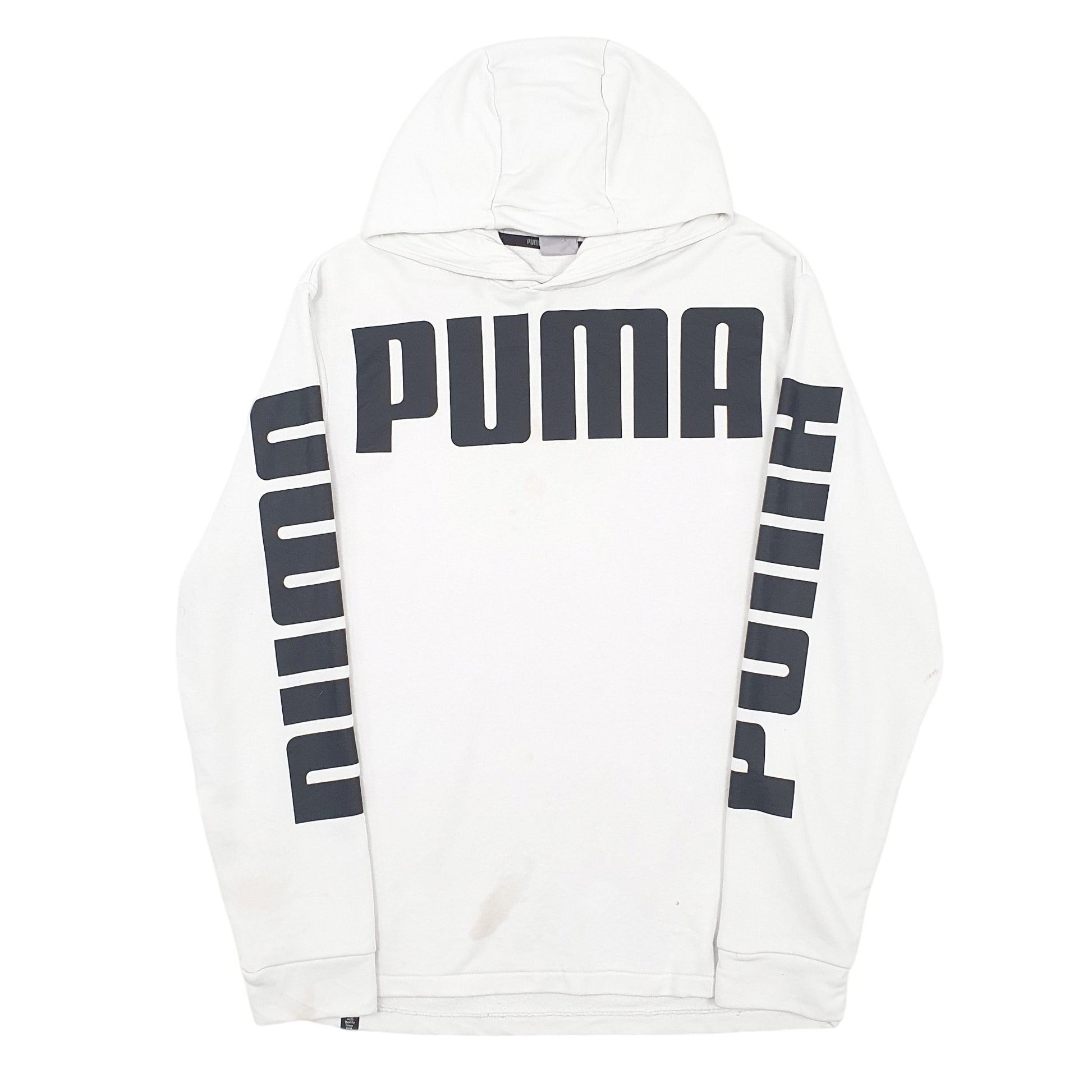 Mens White Puma  Hoodie Jumper