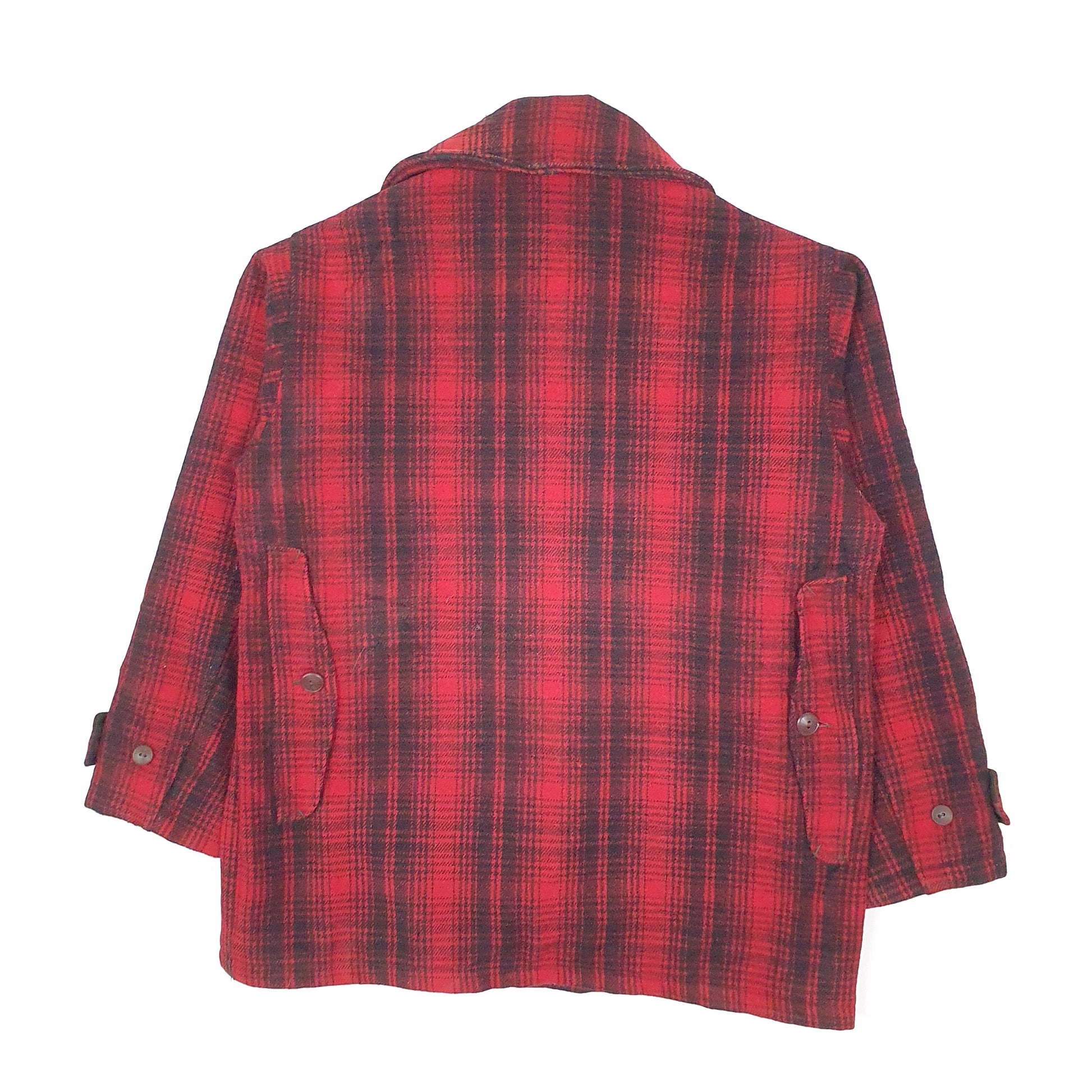 Mens Red Woolrich Vintage 1960s 70s Mackinaw Hunting Plaid  Coat