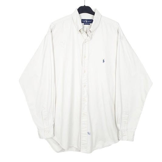 Mens Cream Ralph Lauren Oxford Long Sleeve Shirt