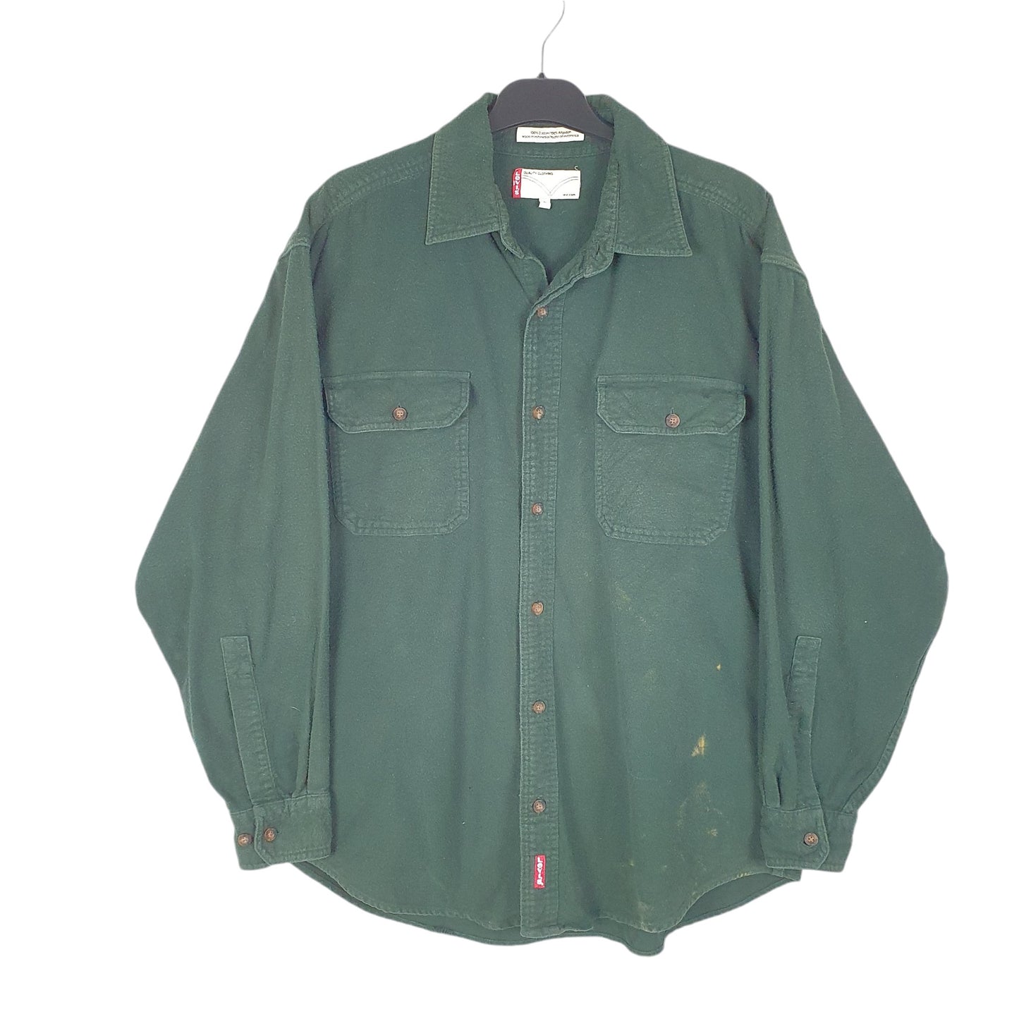 Mens Green Levis Chamois Overshirt Shacket Flannel Long Sleeve Shirt