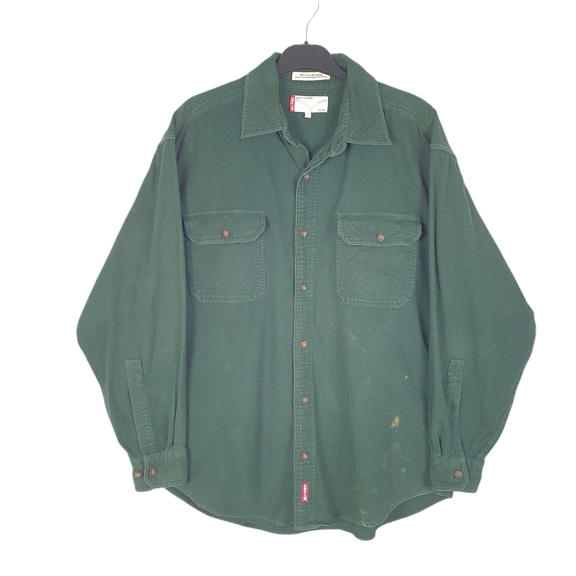 Mens Green Levis Chamois Overshirt Shacket Flannel Long Sleeve Shirt