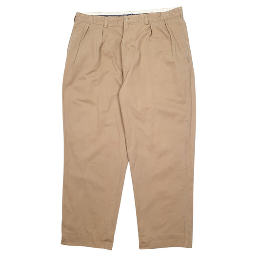 Mens Beige Polo Ralph Lauren Double Pleated Vintage 2000's Chino Trousers