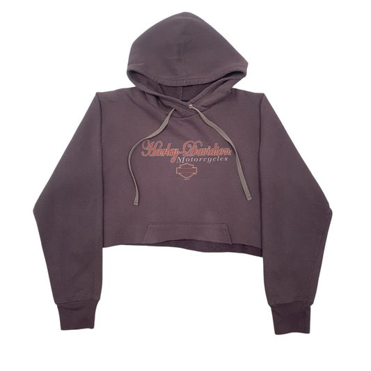 Womens Grey Harley Davidson Croptop Hoodie Jumper